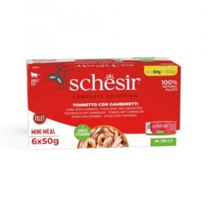 Schesir Complete&Balanced vlažna hrana za mačke Multipack - Tuna i škampi u želeu 6x50g