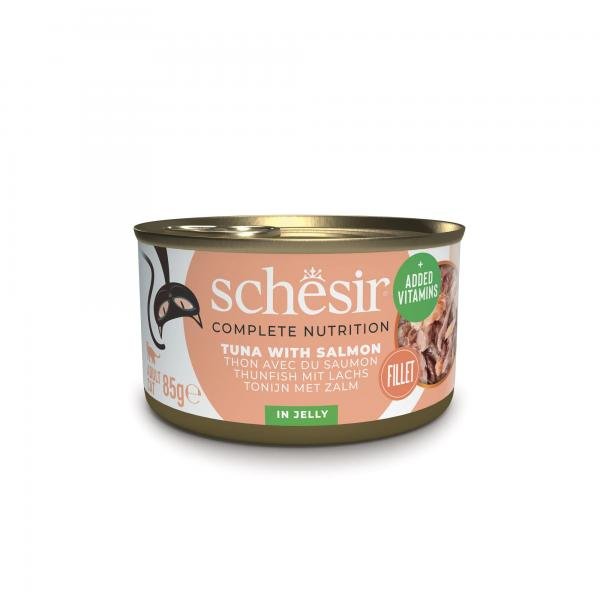 Tuna i Losos u želeu - 85g141106 Schesir Complete&Balanced vlažna hrana za mačke - Tuna i losos u želeu 85g