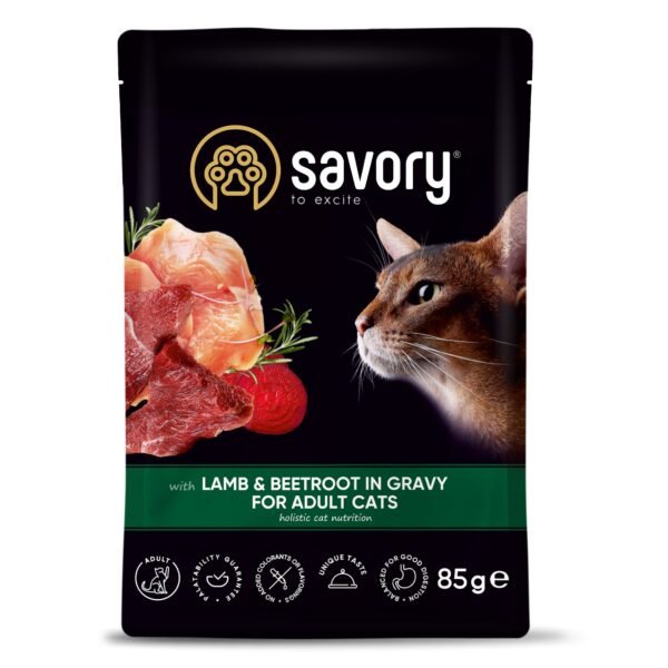 savory jag cvekla sos2 Savory Cat Adult - Jagnjetina i Cvekla 22x85g - Dont Ker Pet Shop