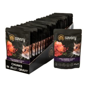 Savory Cat Adult Sterilised - Jagnjetina i Brusnica 22x85g
