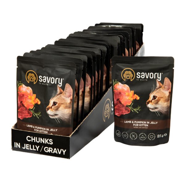 savory sos jagnje bundeva Savory Cat Kitten - Jagnjetina i Bundeva 22x85g - Dont Ker Pet Shop