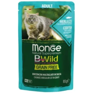 Monge BWild Cat sos Bakalar i račići 85g