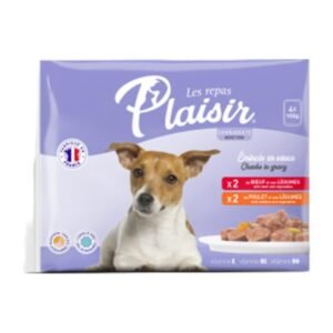 Plaisir Dog preliv Adult - Govedina i piletina sa povrćem 4x100g