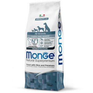 Monge Dog Puppy & Junior All breeds Pastrmka i pirinač 12kg