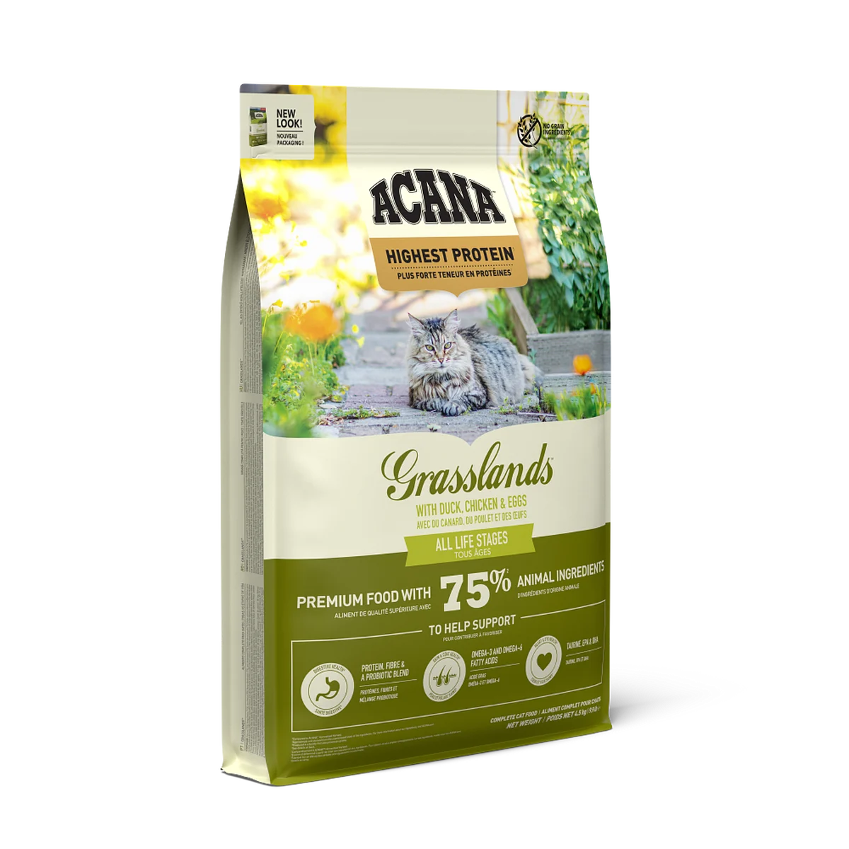 ACANA Cat Highest Protein Grasslands Front Right 4.5kg EMEA APAC Acana Cat Adult Grasslands