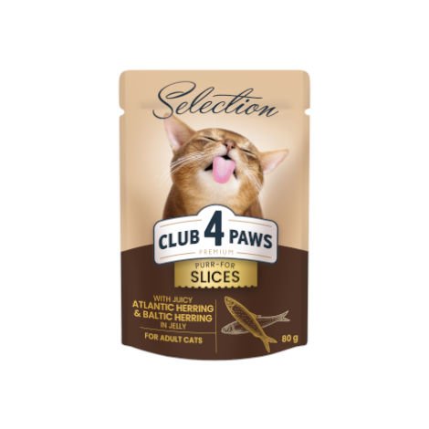 Club4Paws komadići u sosu Atlantska i Baltička Haringa 80g Club4Paws komadići u sosu Atlantska i Baltička Haringa 80g