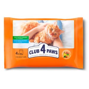 Club4Paws sos za mačke Piletina i Losos 4x85g