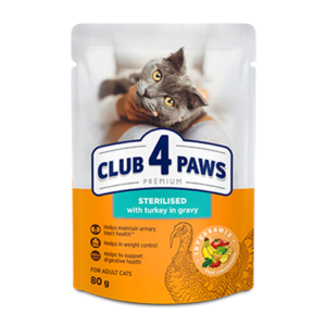 Club4Paws sos za sterilisane mačke Ćuretina 80g