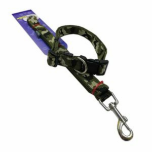 Kozmo Komplet ogrlica + povodac camouflage M 20mm Zeleni