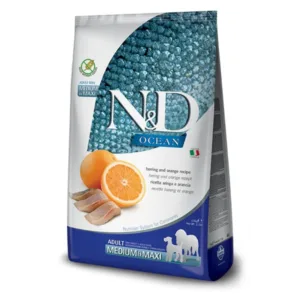 N&D Ocean Dog Adult Medium/Maxi – Haringa i pomorandža 12kg