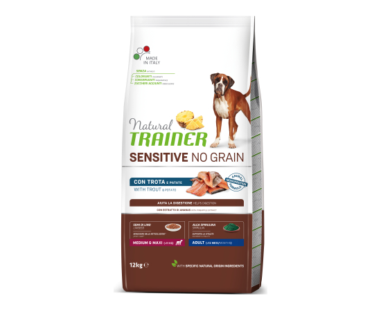 Natural Trainer Dog Medium & Maxi Adult Sensitive No Grain Pastrmka Natural Trainer Dog Medium & Maxi Adult Sensitive No Grain Pastrmka