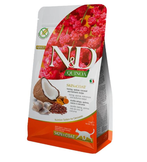 N&D Quinoa Cat Adult Skin&Coat – Haringa, kokos i kurkuma 1.5kg N&D Quinoa Cat Adult Skin&Coat – Haringa, kokos i kurkuma 1.5kg