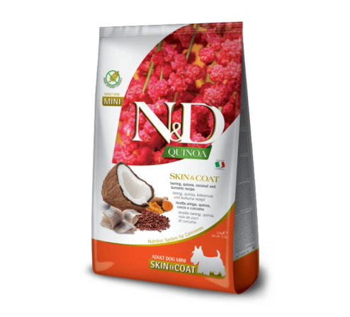 N&D Quinoa Dog Adult Skin&Coat Mini – Haringa, kokos i kurkuma N&D Quinoa Dog Adult Skin&Coat Mini – Haringa, kokos i kurkuma