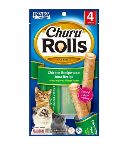Inaba Cat Rolls wraps Chicken & Tuna 4x10g Inaba Cat Rolls wraps Chicken & Tuna 4x10g