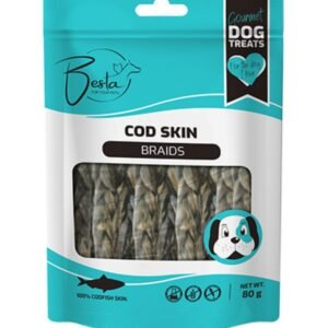 Besta poslastica za pse Braids koža bakalara 80g