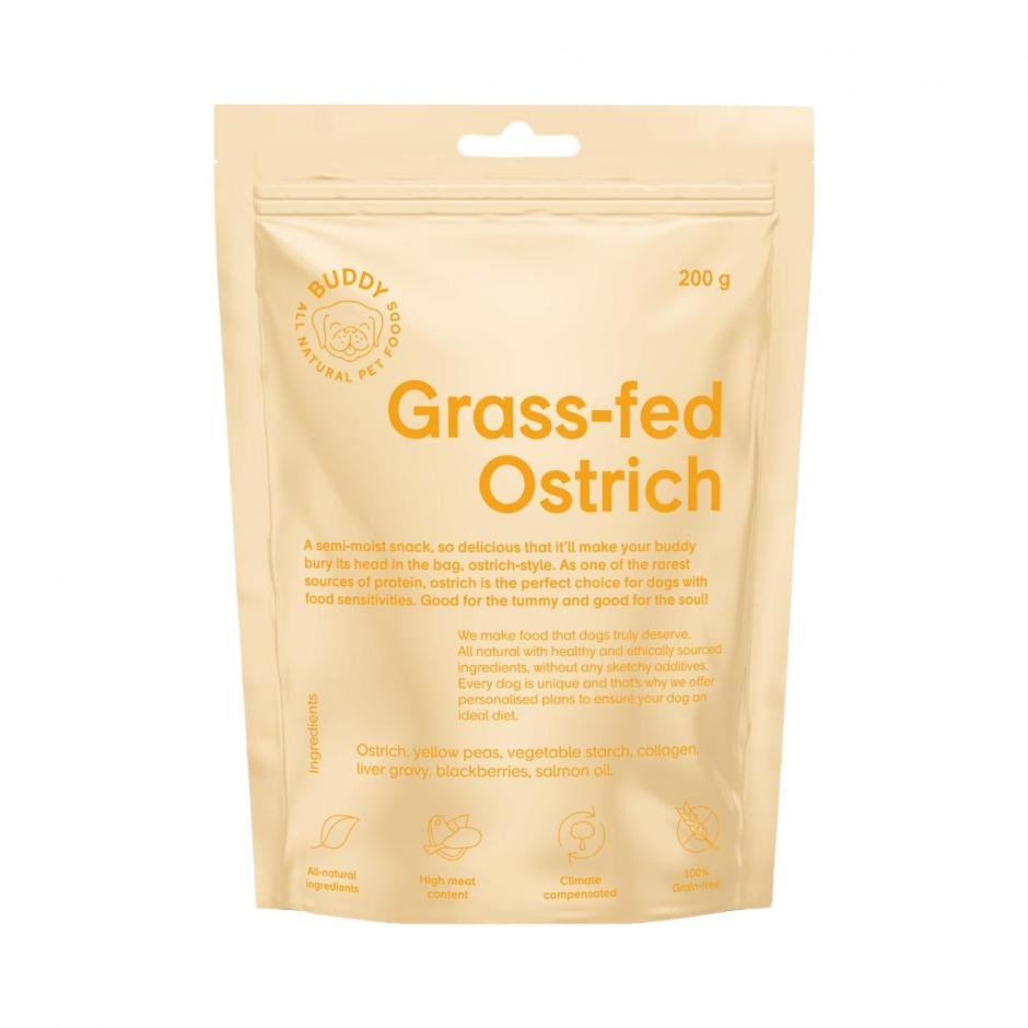 Buddy Semi Moist Ostrich with blackberries 200g Buddy Semi Moist Ostrich with blackberries 200g