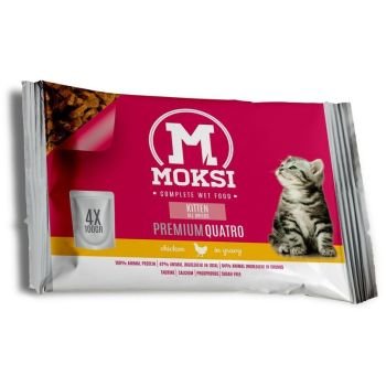 Moksi preliv za mačke Kitten Piletina u sosu 4x100g Moksi preliv za mačke Kitten Piletina u sosu 4x100g