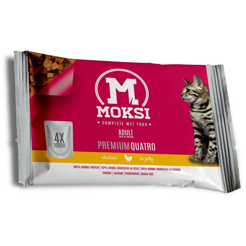 Moksi preliv za mačke Piletina u želeu 4x100g Moksi preliv za mačke Piletina u želeu 4x100g