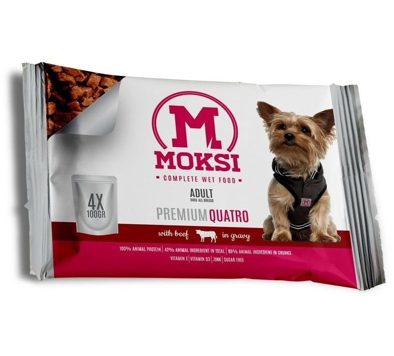 Moksi preliv za pse Govedina u sosu 4x100g Moksi preliv za pse Govedina u sosu 4x100g