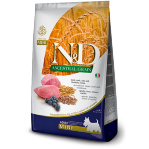 N&D Ancestral Grain Dog Adult Mini – Jagnjetina i borovnica 800g