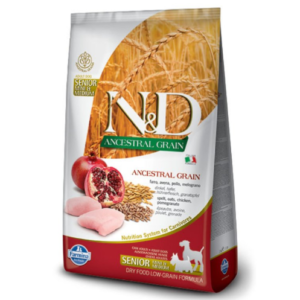 N&D Ancestral Grain Dog Senior Medium/Maxi – Piletina i nar 12kg