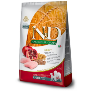N&D Ancestral Grain Dog Light Medium/Maxi – Piletina i nar 12kg