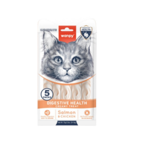 Wanpy Creamy Lickable Treats Digestive Health losos i piletina 5x14g