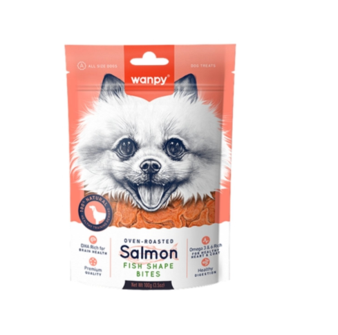 Wanpy Fish Shape Bites losos 100g Wanpy Fish Shape Bites losos 100g