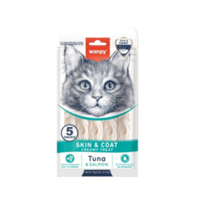 Wanpy Creamy Lickable Treats Skin&Coat tuna i losos 5x14g