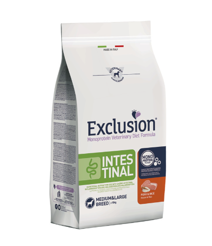 Exclusion Dog diet Intestinal Svinjetina i pirinač Medium/Maxi breed Exclusion Dog diet Intestinal Svinjetina i pirinač Medium/Maxi breed