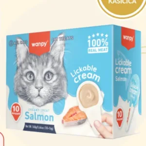 Wanpy Spoon kremasta poslastica za mačke sa igračkom losos 10x16 g – pakovanje
